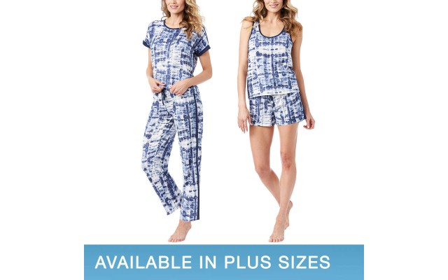  Ladies' 4-Piece Pajama Set, Blue, 2X