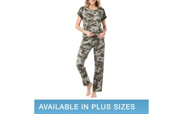  Ladies' 4-Piece Pajama Set, Green, 2X