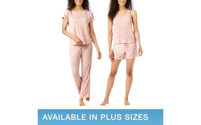  Ladies' 4-Piece Pajama Set, Pink, 2X