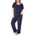  Ladies' 4-piece Terry Pajama Set, Dark Blue, X-Small