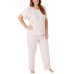  Ladies' 4-piece Terry Pajama Set, Pink, Medium