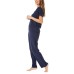  Ladies' 4-piece Terry Pajama Set, Dark Blue, X-Small
