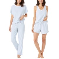 Lucky Brand Ladies' 4-piece Terry Pajama Set, Blue, Large