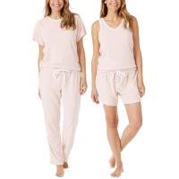 Lucky Brand Ladies' 4-piece Terry Pajama Set, Pink, X-Large