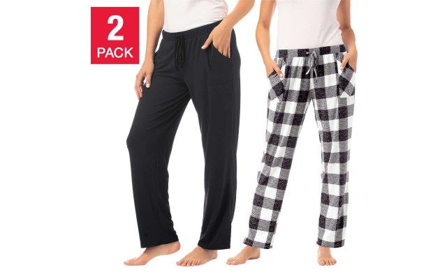  Ladies' Lounge Pant 2-pack, Black, Medium