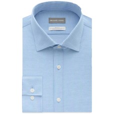 Michael Kors Men’s Slim-Fit Non-Iron Airsoft Stretch Performance Stripe Dress Shirt (Blue,16X32/33)