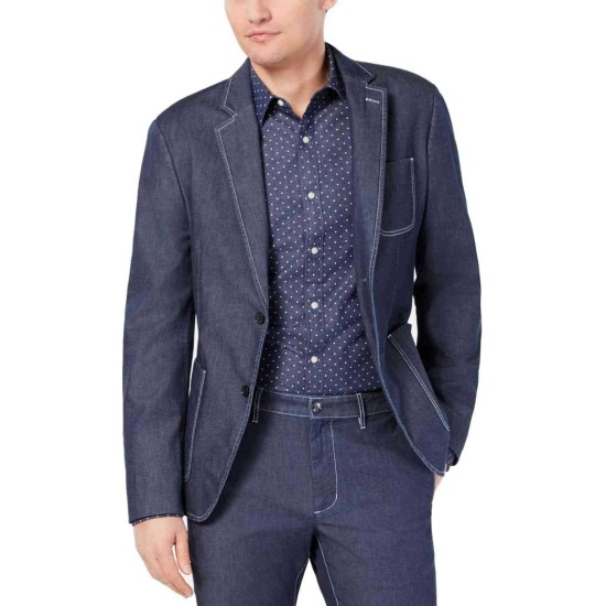  Men’s Slim-Fit Stretch Chambray Suit Jacket (Bright Blue, 44 R/M37.5)