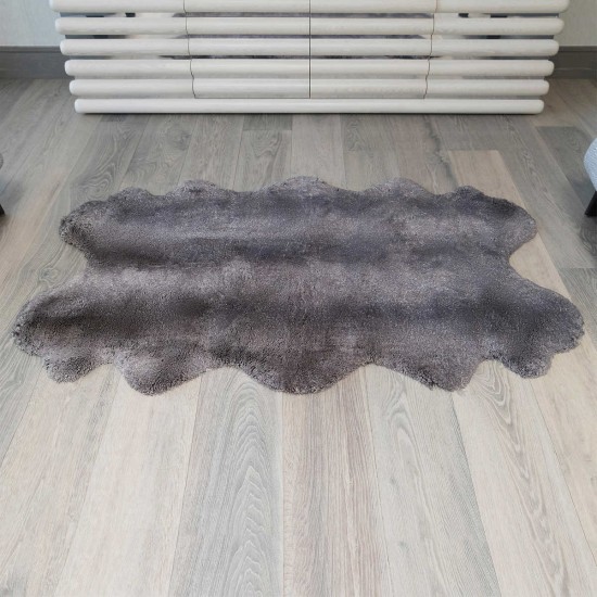  Faux Fur Quad Rug, Brown, 3 ft. 7 in. x 5 ft. 10 in.