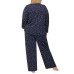  Ladies' Fleece Pajama Set, Blue, 3X