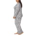  Ladies' Fleece Pajama Set, Gray, 2X
