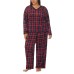  Ladies' Fleece Pajama Set, Red, Medium