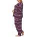  Ladies' Fleece Pajama Set, Purple, 2X