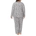  Ladies' Fleece Pajama Set, Gray, 2X