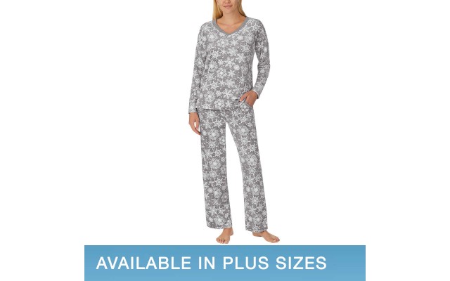  Ladies' Fleece Pajama Set, Gray, 2X
