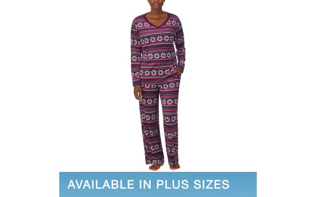  Ladies' Fleece Pajama Set, Purple, 2X