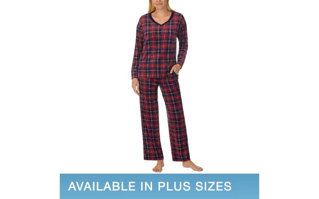 Ladies' Fleece Pajama Set, Red, Medium