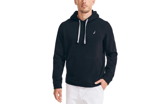  Men's Fleece Pullover Hoodie, Black, Large