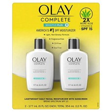 Olay Complete Sensitive Plus, 6 Fl Oz SPF 15 Vitamin E 2X More Aloe, 2 Pack
