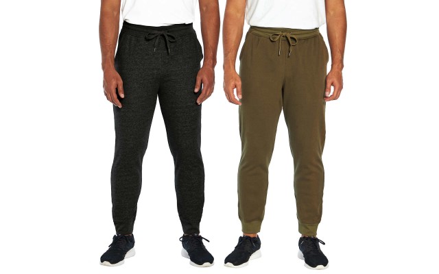  Men's Fleece Lined Jogger 2-pack, Black, Large
