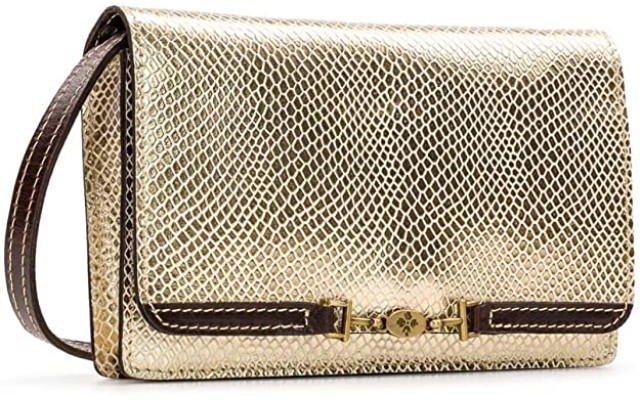  Apricale Crossbody Clutch Gold Metallic Embossed, Women’s Handbag- (New)