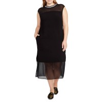 Rachel Rachel Roy Trendy Plus Sheer-Hem Midi Dress (Black, 2X)