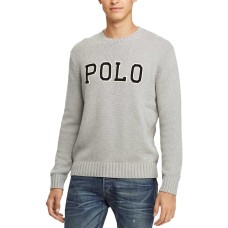 Ralph Lauren Men’s Big & Tall Logo Graphic Cotton Sweater (Gray)
