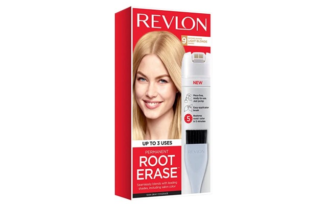  Root Erase Permanent Hair Color, 100% Gray Coverage, At-Home Root Touchup Hair Dye with Applicator Brush for Multiple Use,  Light Blonde (9)