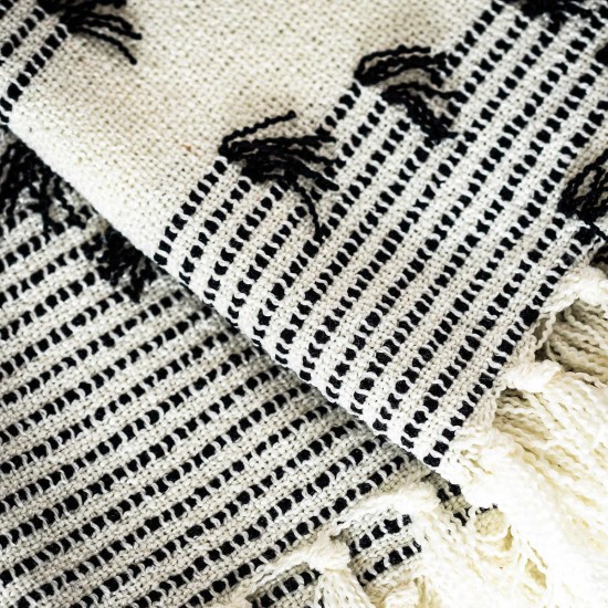  Lightweight Boho Throw, Black