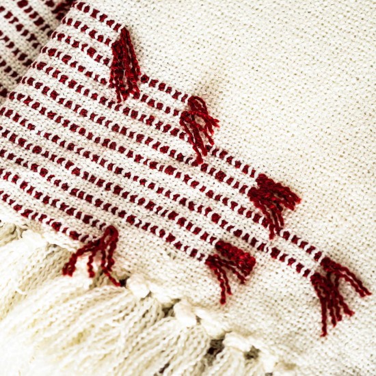  Lightweight Boho Throw, Red