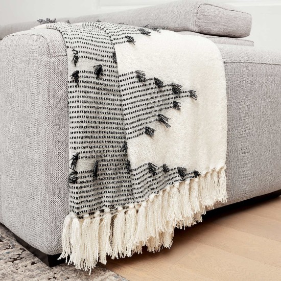  Lightweight Boho Throw, Black