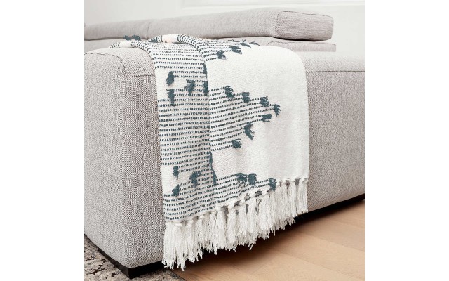  Lightweight Boho Throw, Blue