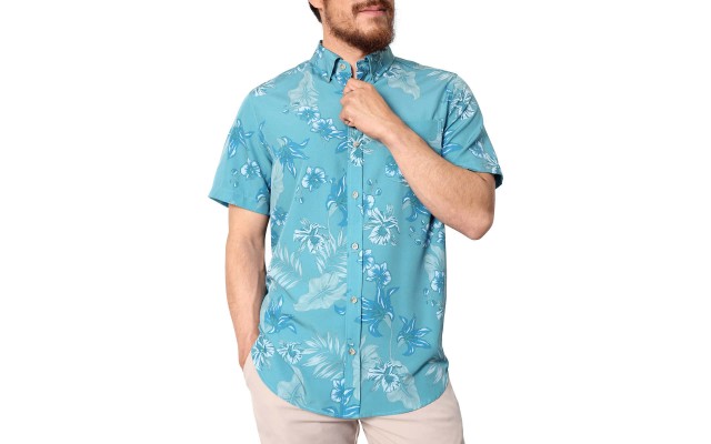  Men's Tropical Woven Shirt, Blue, Medium