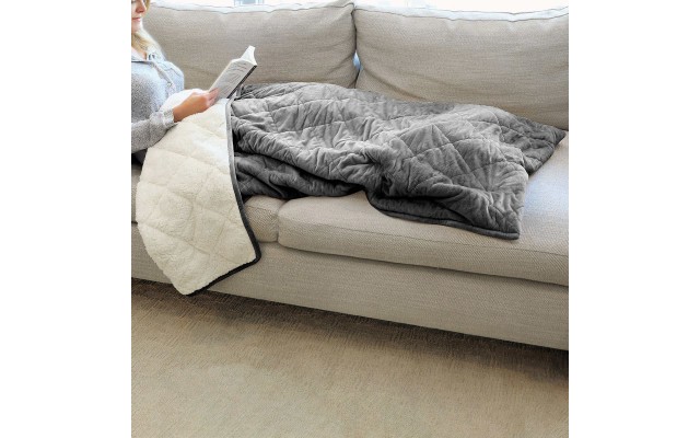St James Home Sherpa Fleece Foot Pocket Throw, Gray