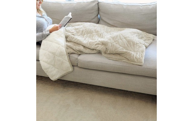 St James Home Sherpa Fleece Foot Pocket Throw, Ivory