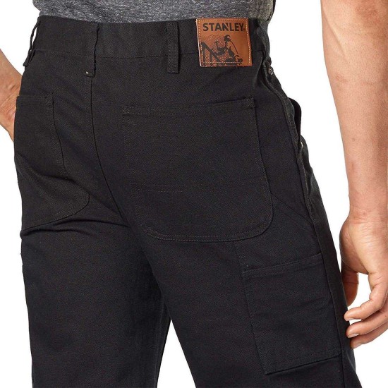  Workwear Men’s Canvas Carpenter Pant with Micro Fleece Lining (Black, 42/30)