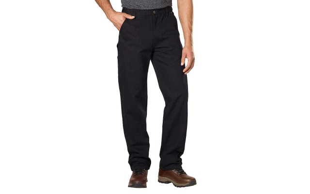  Workwear Men’s Canvas Carpenter Pant with Micro Fleece Lining (Black, 42/30)