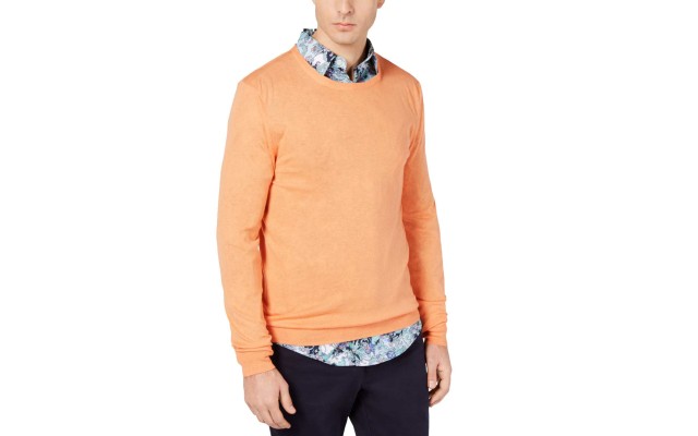  Mens Crewneck Long Sleeve Sweater (Pale Orange, XXL)