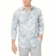 Tasso Elba Men’s Palm Print Shirt (Navy,L)