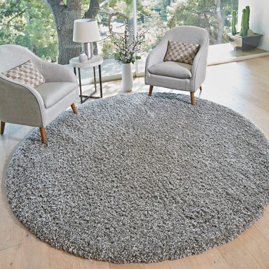  Marketplace Luxury Shag Rugs, Silver, 7 ft. 10 in. - Round