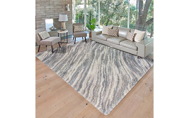 Marketplace Luxury Shag Rugs, Wave, Gray, 6 ft. 6 in. x 9 ft. 6 in.