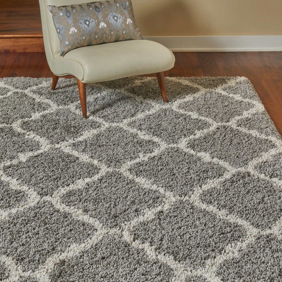  Marketplace Luxury Trellis Shag Rugs, Gray, 6 ft. 6 in. x 9 ft. 6 in.