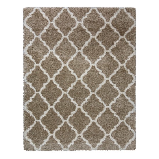  Marketplace Luxury Trellis Shag Rugs, Tan, 7 ft. 10 in. x 10 ft.