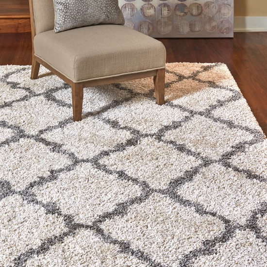  Marketplace Luxury Trellis Shag Rugs, Cream, 6 ft. 6 in. x 9 ft. 6 in.