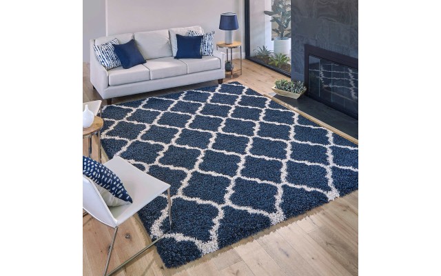  Marketplace Luxury Trellis Shag Rugs, Blue, 5 ft. 3 in. x 7 ft. 5 in.