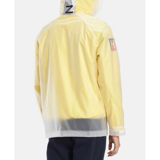  Men’s Hooded Transparent Jacket (Yellow, XXL)