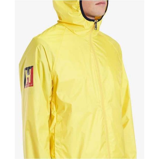  Men’s Hooded Transparent Jacket (Yellow, XXL)