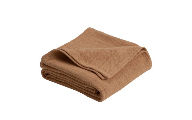 Vellux Cotton Woven Blanket, Tan, Full/Queen