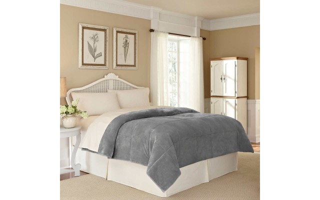 Vellux Plush Lux Blanket, Gray, Twin