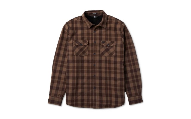  Men’s Ferdinand Plaid Shirt Jacket (Brown, XL)