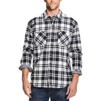 Weatherproof Vintage Mens Plaid Flannel Shirt Jacket (White, 3 XL)